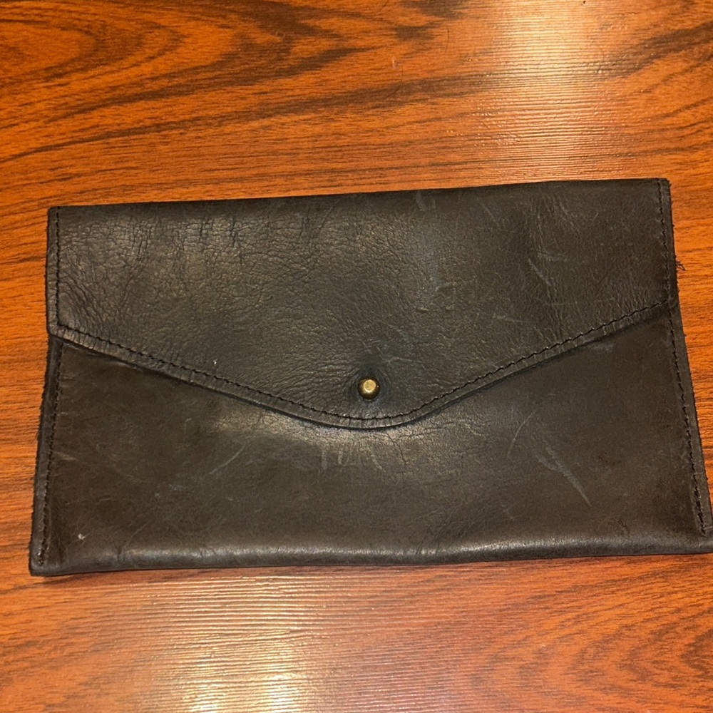 Parker Clay Abeba Leather Envelope Wallet Black